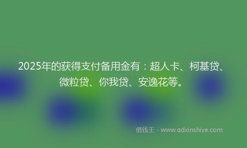 2025年的获得支付备用金有：超人卡、柯基贷、微粒贷、你我贷、安逸花等。