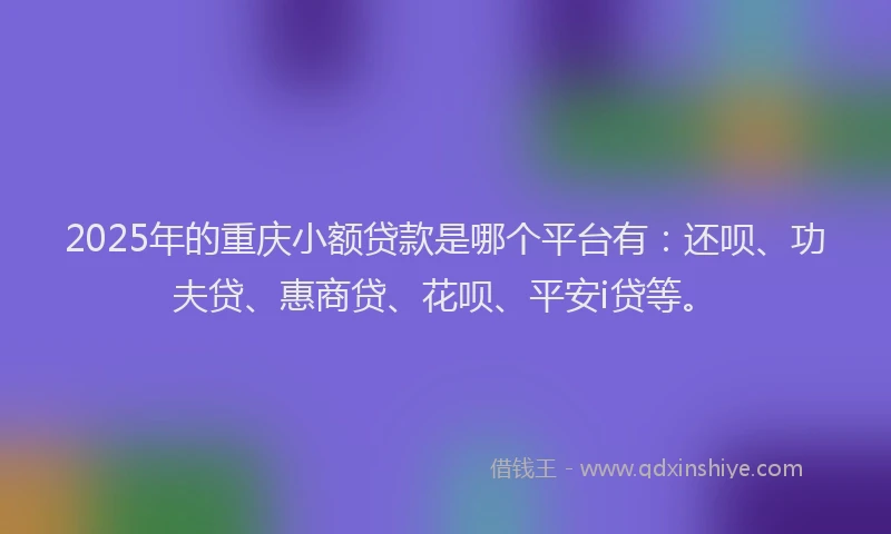 2025年的重庆小额贷款是哪个平台有：还呗、功夫贷、惠商贷、花呗、平安i贷等。
