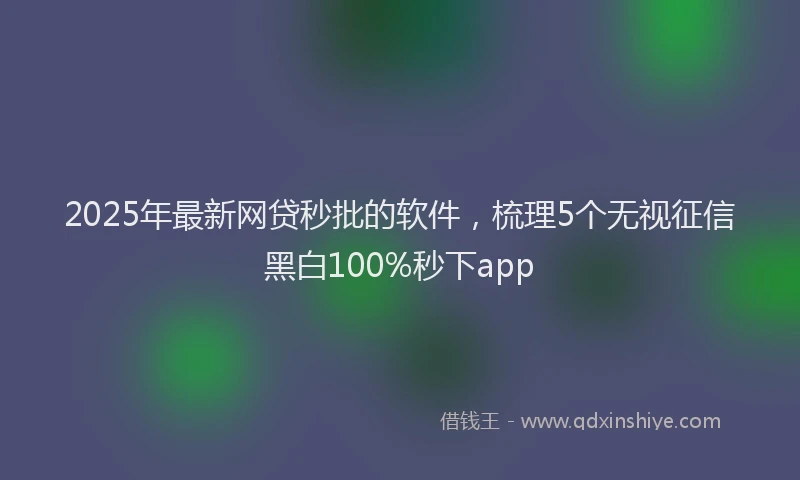 2025年最新网贷秒批的软件，梳理5个无视征信黑白100%秒下app