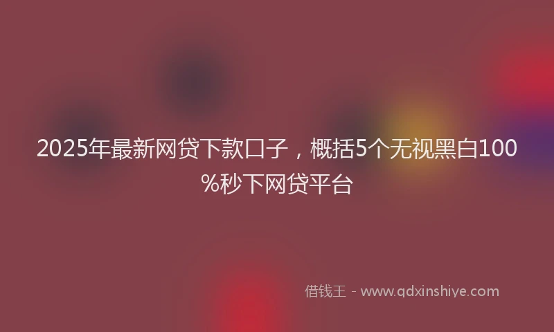 2025年最新网贷下款口子，概括5个无视黑白100%秒下网贷平台