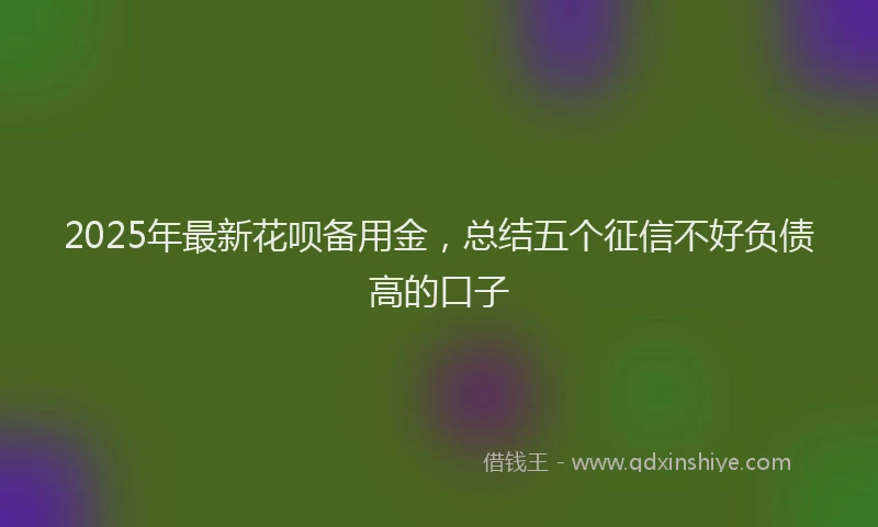 2025年最新花呗备用金，总结五个征信不好负债高的口子