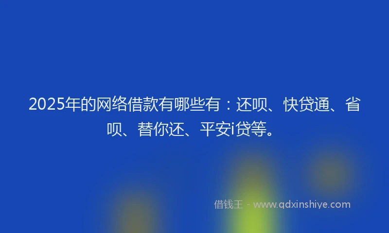 2025年的网络借款有哪些有：还呗、快贷通、省呗、替你还、平安i贷等。
