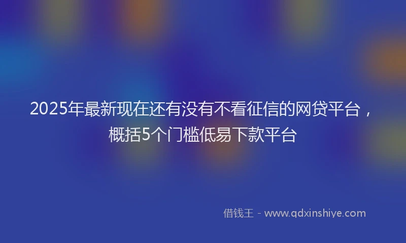 2025年最新现在还有没有不看征信的网贷平台，概括5个门槛低易下款平台
