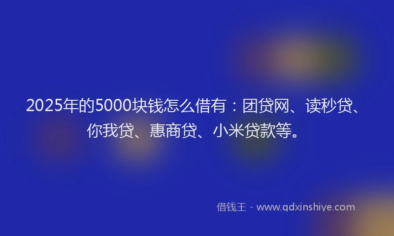 2025年的5000块钱怎么借有：团贷网、读秒贷、你我贷、惠商贷、小米贷款等。