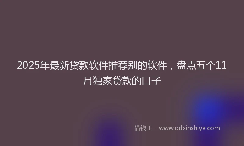 2025年最新贷款软件推荐别的软件，盘点五个11月独家贷款的口子