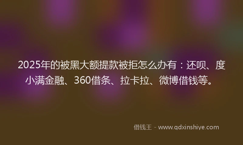 2025年的被黑大额提款被拒怎么办有：还呗、度小满金融、360借条、拉卡拉、微博借钱等。