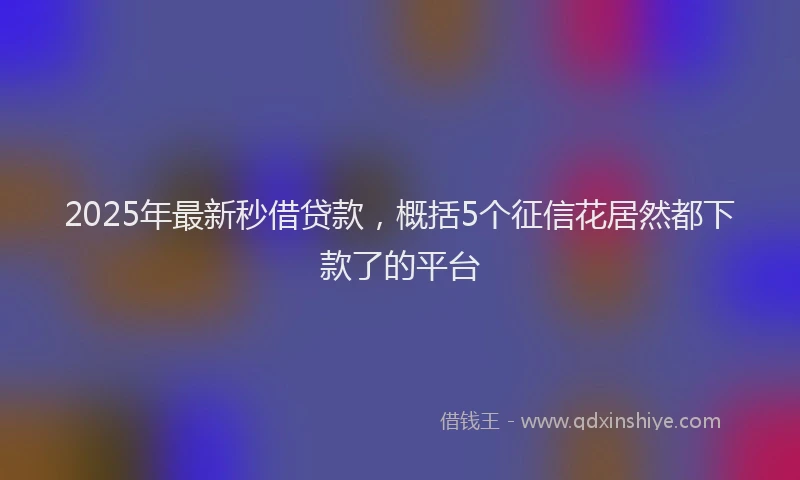 2025年最新秒借贷款，概括5个征信花居然都下款了的平台