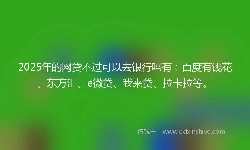 2025年的网贷不过可以去银行吗有：百度有钱花、东方汇、e微贷、我来贷、拉卡拉等。