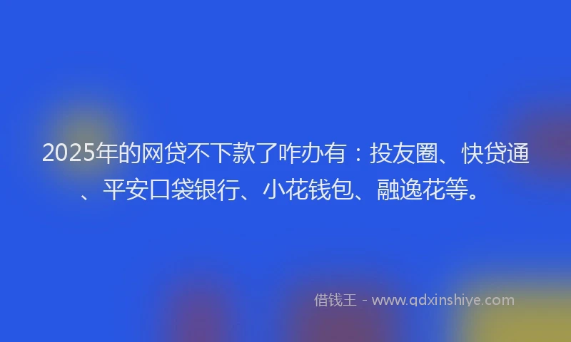 2025年的网贷不下款了咋办有：投友圈、快贷通、平安口袋银行、小花钱包、融逸花等。