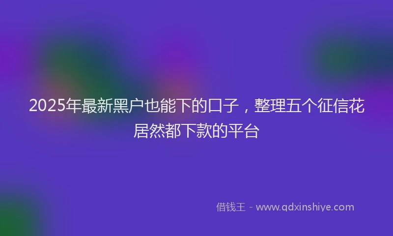 2025年最新黑户也能下的口子，整理五个征信花居然都下款的平台