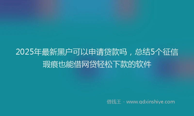 2025年最新黑户可以申请贷款吗，总结5个征信瑕疵也能借网贷轻松下款的软件