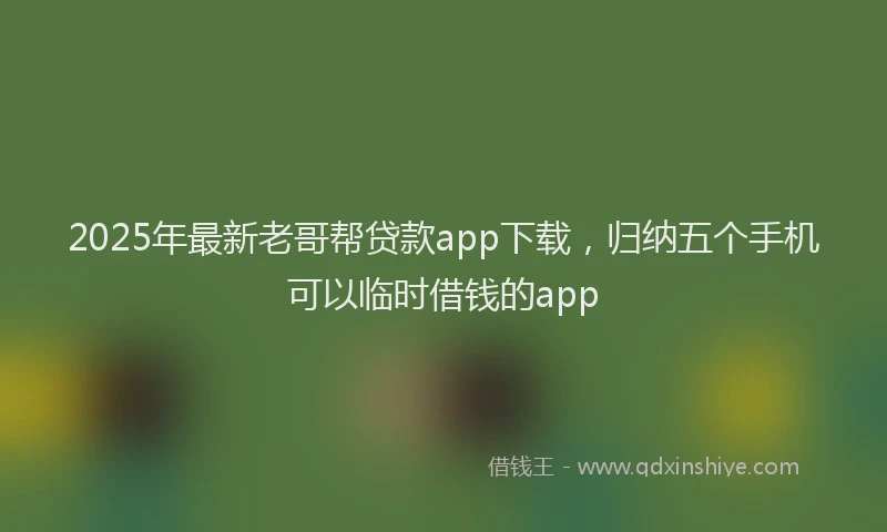 2025年最新老哥帮贷款app下载，归纳五个手机可以临时借钱的app