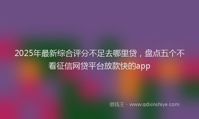 2025年最新综合评分不足去哪里贷，盘点五个不看征信网贷平台放款快的app