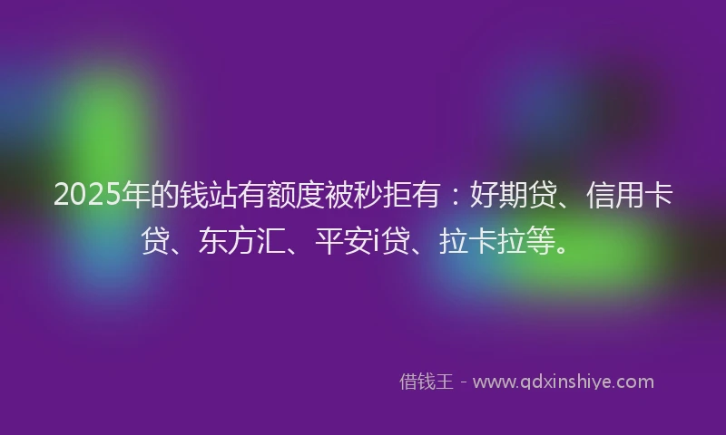 2025年的钱站有额度被秒拒有：好期贷、信用卡贷、东方汇、平安i贷、拉卡拉等。