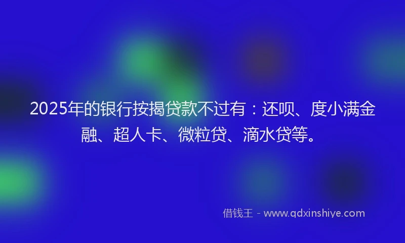2025年的银行按揭贷款不过有：还呗、度小满金融、超人卡、微粒贷、滴水贷等。
