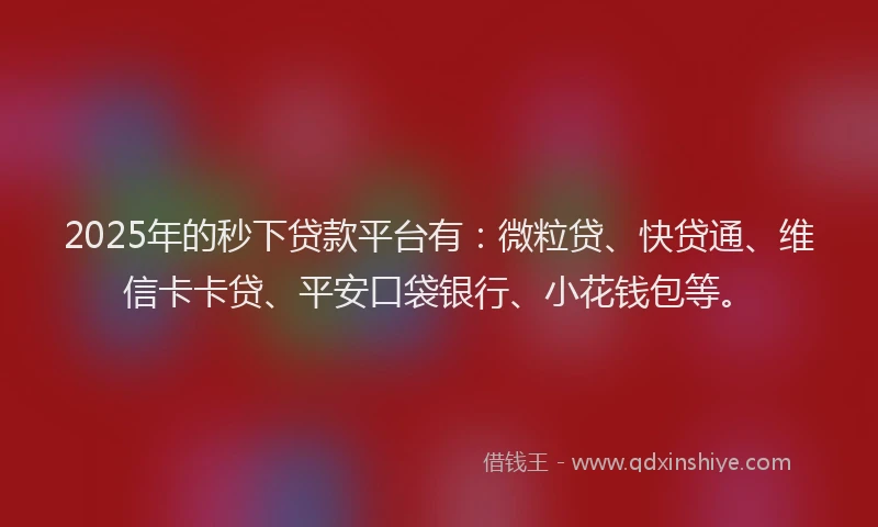 2025年的秒下贷款平台有：微粒贷、快贷通、维信卡卡贷、平安口袋银行、小花钱包等。