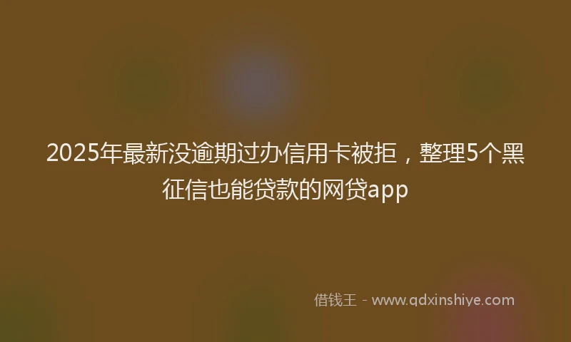 2025年最新没逾期过办信用卡被拒，整理5个黑征信也能贷款的网贷app