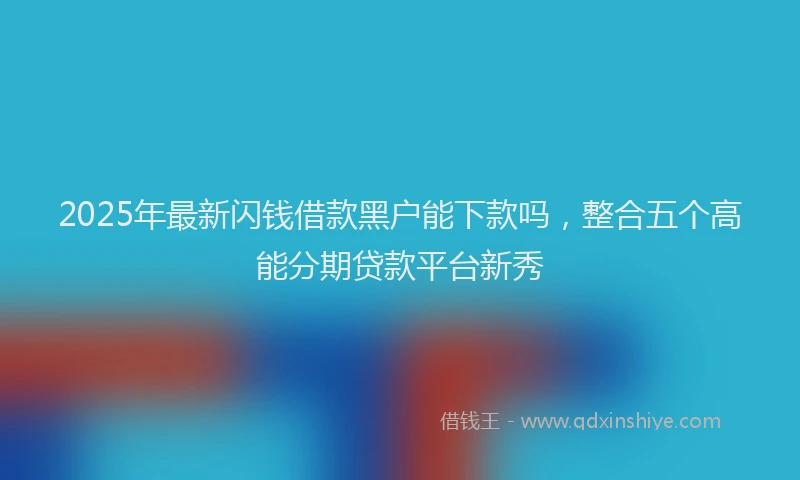 2025年最新闪钱借款黑户能下款吗，整合五个高能分期贷款平台新秀