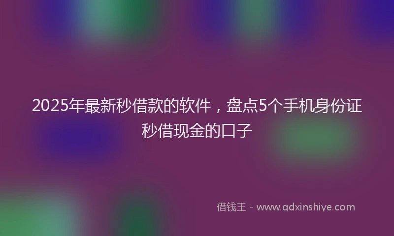2025年最新秒借款的软件，盘点5个手机身份证秒借现金的口子