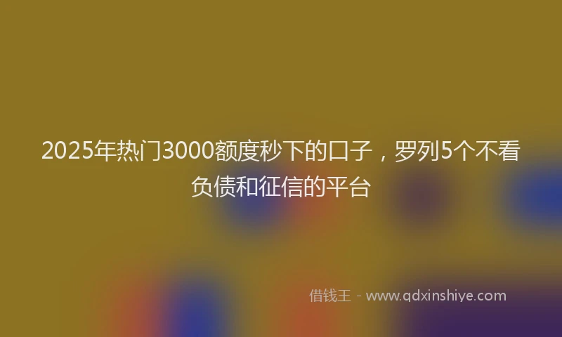 2025年热门3000额度秒下的口子，罗列5个不看负债和征信的平台