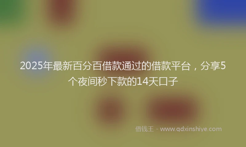 2025年最新百分百借款通过的借款平台，分享5个夜间秒下款的14天口子