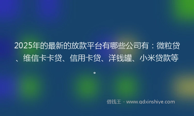 2025年的最新的放款平台有哪些公司有：微粒贷、维信卡卡贷、信用卡贷、洋钱罐、小米贷款等。