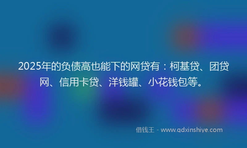 2025年的负债高也能下的网贷有：柯基贷、团贷网、信用卡贷、洋钱罐、小花钱包等。