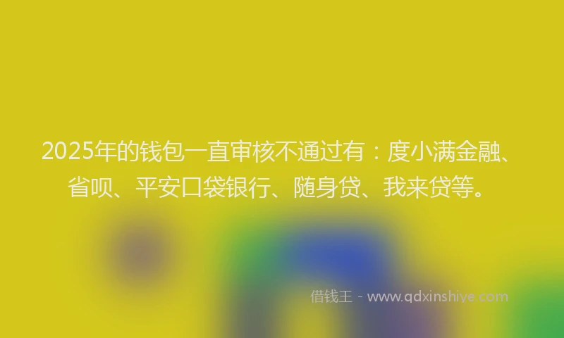 2025年的钱包一直审核不通过有：度小满金融、省呗、平安口袋银行、随身贷、我来贷等。