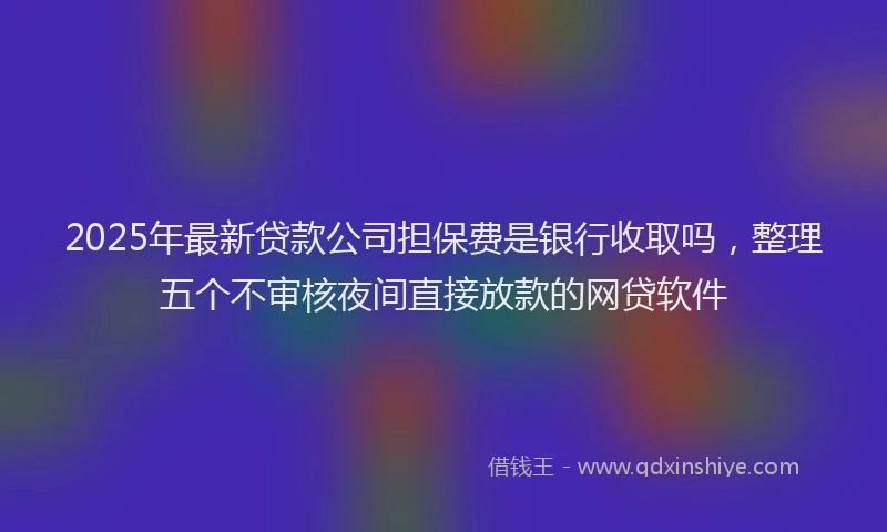 2025年最新贷款公司担保费是银行收取吗，整理五个不审核夜间直接放款的网贷软件
