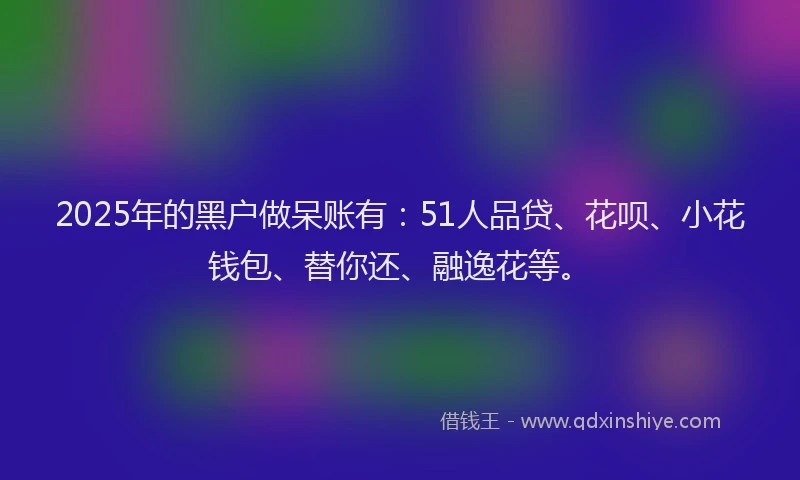 2025年的黑户做呆账有：51人品贷、花呗、小花钱包、替你还、融逸花等。