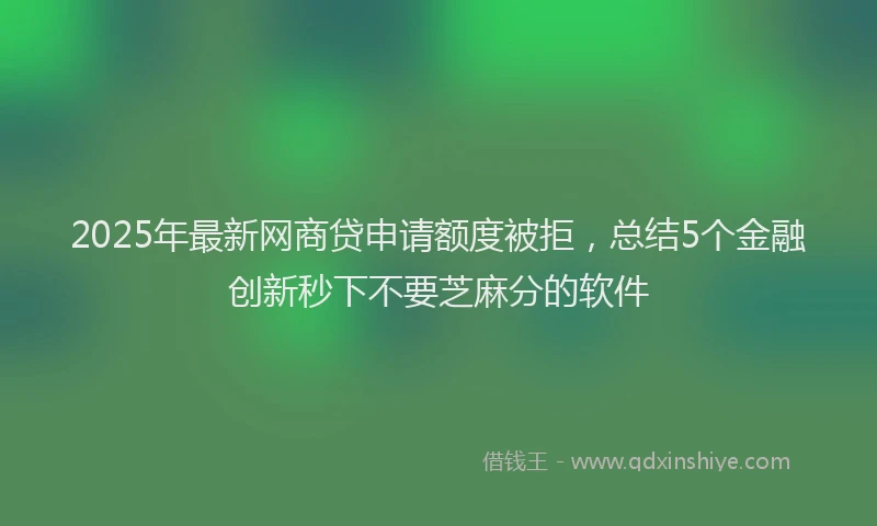 2025年最新网商贷申请额度被拒，总结5个金融创新秒下不要芝麻分的软件