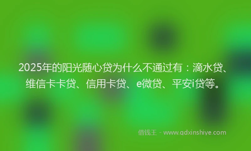 2025年的阳光随心贷为什么不通过有：滴水贷、维信卡卡贷、信用卡贷、e微贷、平安i贷等。