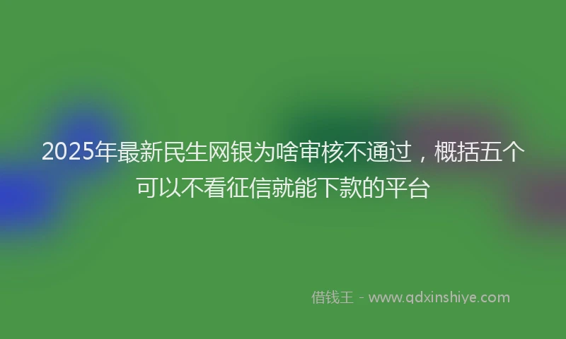 2025年最新民生网银为啥审核不通过，概括五个可以不看征信就能下款的平台