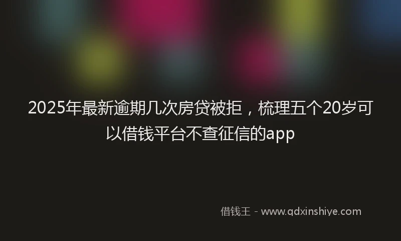 2025年最新逾期几次房贷被拒，梳理五个20岁可以借钱平台不查征信的app
