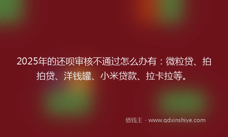 2025年的还呗审核不通过怎么办有：微粒贷、拍拍贷、洋钱罐、小米贷款、拉卡拉等。