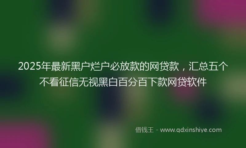 2025年最新黑户烂户必放款的网贷款，汇总五个不看征信无视黑白百分百下款网贷软件