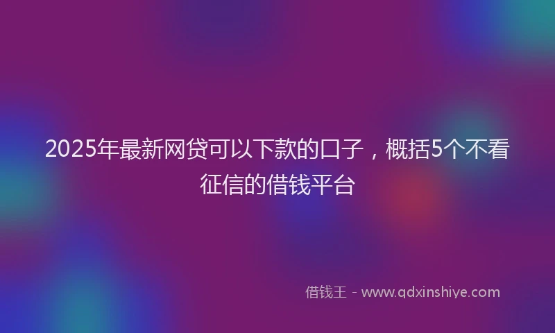 2025年最新网贷可以下款的口子，概括5个不看征信的借钱平台