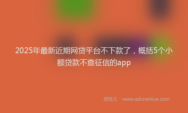 2025年最新近期网贷平台不下款了，概括5个小额贷款不查征信的app