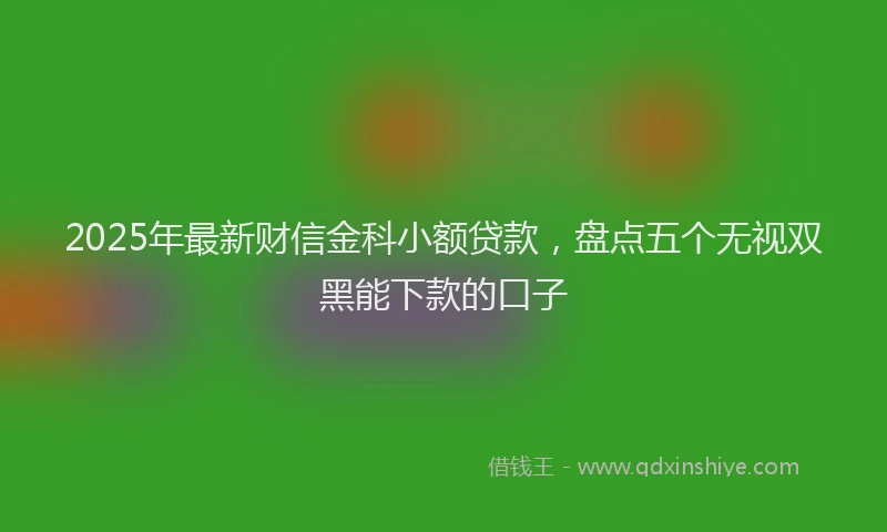 2025年最新财信金科小额贷款，盘点五个无视双黑能下款的口子