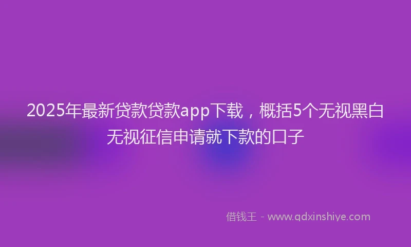 2025年最新贷款贷款app下载，概括5个无视黑白无视征信申请就下款的口子