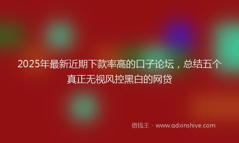 2025年最新近期下款率高的口子论坛，总结五个真正无视风控黑白的网贷