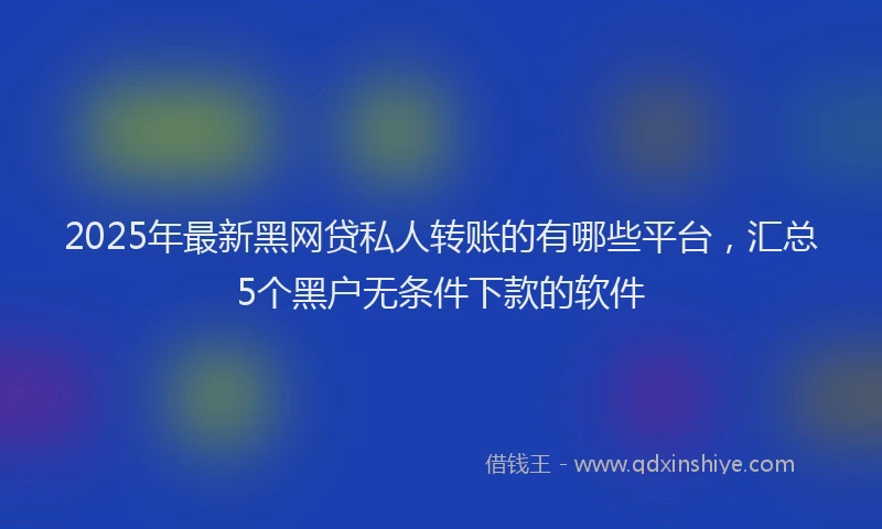 2025年最新黑网贷私人转账的有哪些平台，汇总5个黑户无条件下款的软件