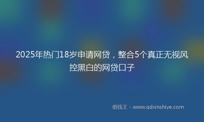 2025年热门18岁申请网贷，整合5个真正无视风控黑白的网贷口子
