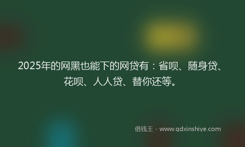 2025年的网黑也能下的网贷有：省呗、随身贷、花呗、人人贷、替你还等。