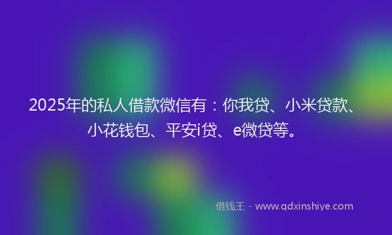 2025年的私人借款微信有：你我贷、小米贷款、小花钱包、平安i贷、e微贷等。