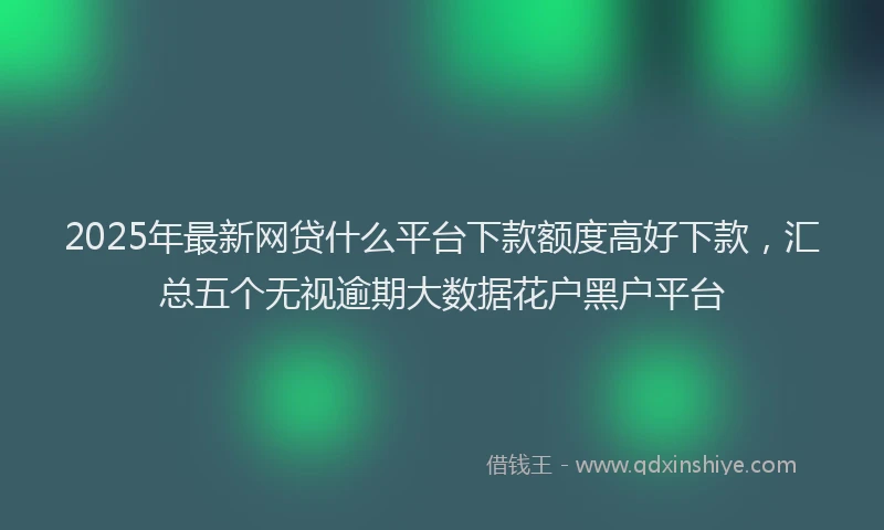 2025年最新网贷什么平台下款额度高好下款，汇总五个无视逾期大数据花户黑户平台