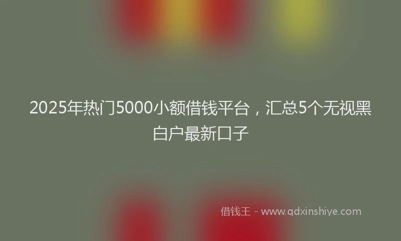 2025年热门5000小额借钱平台，汇总5个无视黑白户最新口子