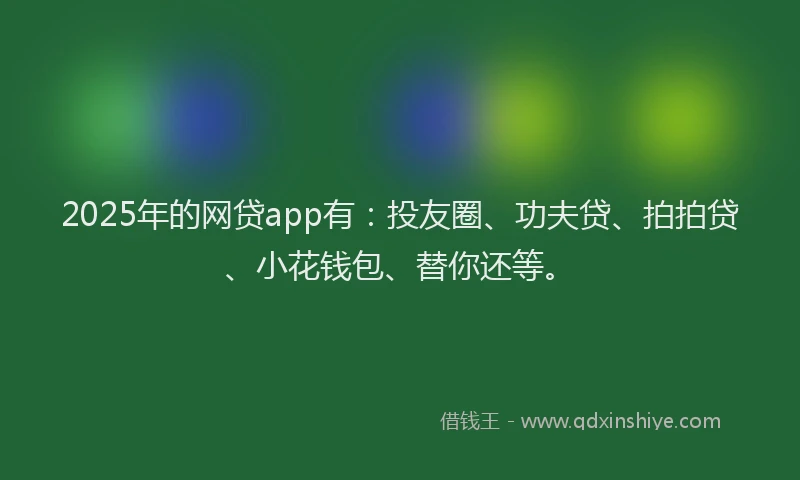 2025年的网贷app有：投友圈、功夫贷、拍拍贷、小花钱包、替你还等。