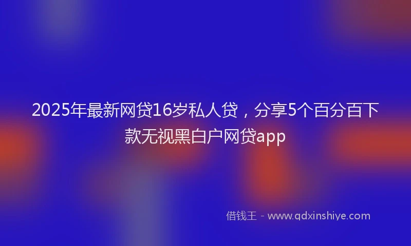 2025年最新网贷16岁私人贷，分享5个百分百下款无视黑白户网贷app