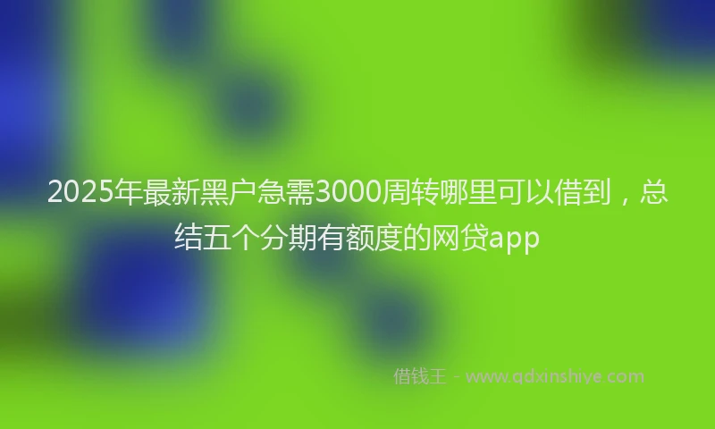 2025年最新黑户急需3000周转哪里可以借到，总结五个分期有额度的网贷app